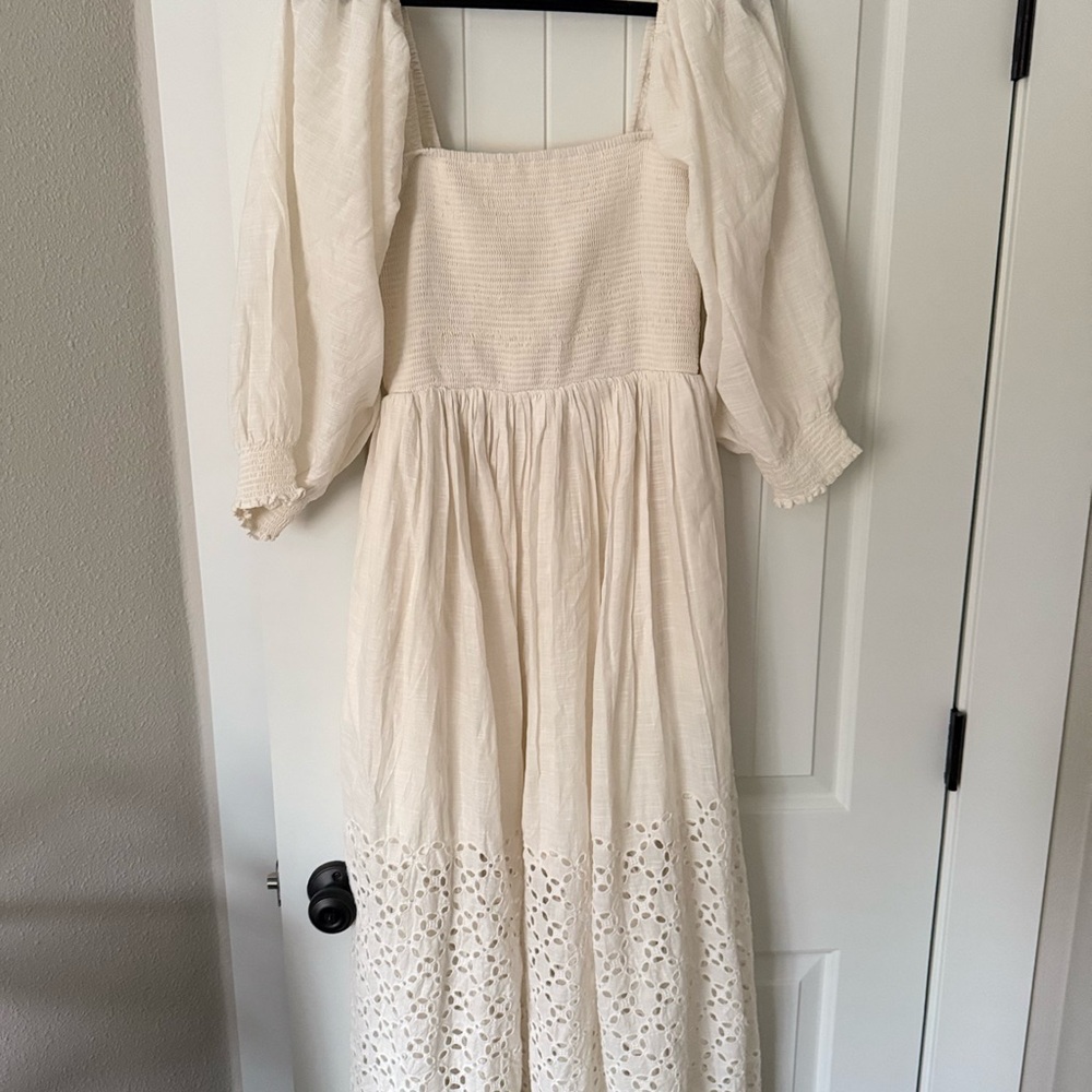 Free People Perfect Storm - NWT MEDIUM White Maxi Dress with Eyelet Details